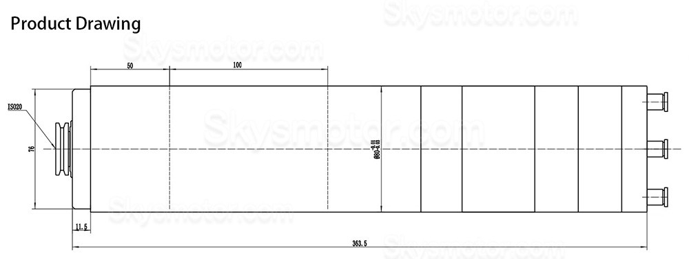 2.2KW 220V/380V 水冷ATC（自動工具交換）スピンドルモーター JGL80-20-24Z/2.2 0.88Nm 24,000 RPM ISO20